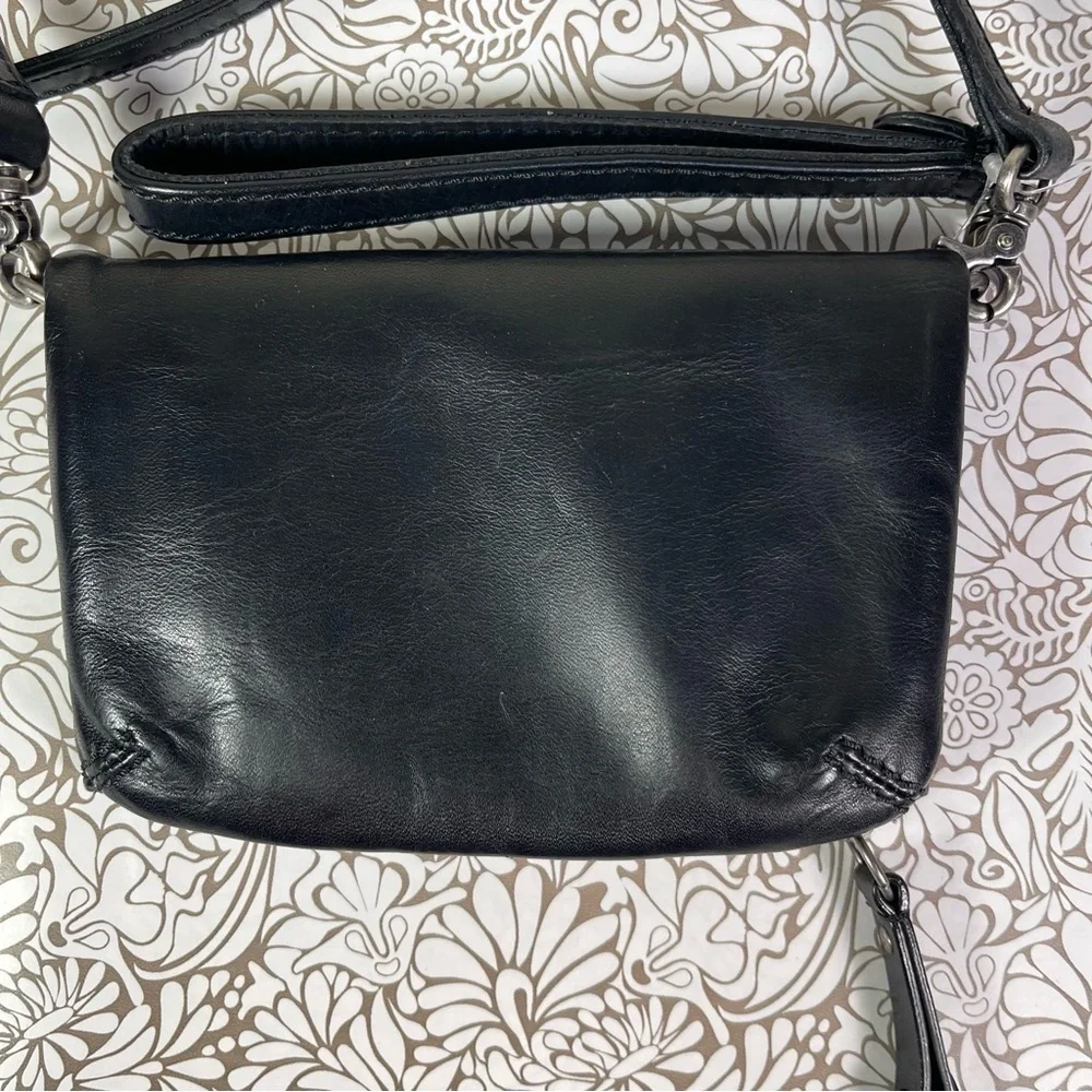 Frye Melissa Crossbody Stadium Bag Purse Black Leather - Picture 4 of 12